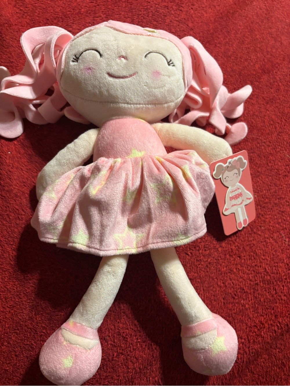 Gloveleya Ballerina Plush doll with Pink dress and yellow star . NWT